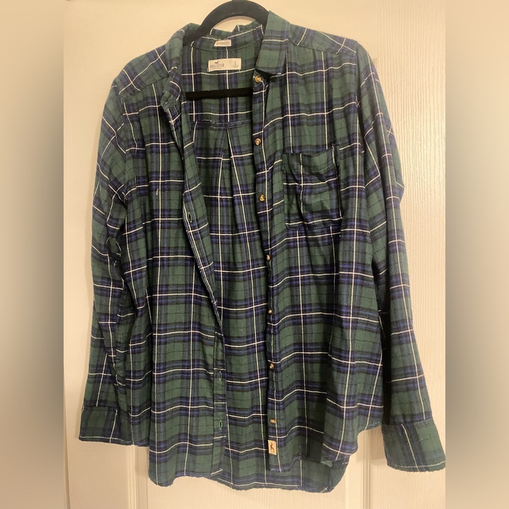Hollister Green and Blue Checkered Shirt